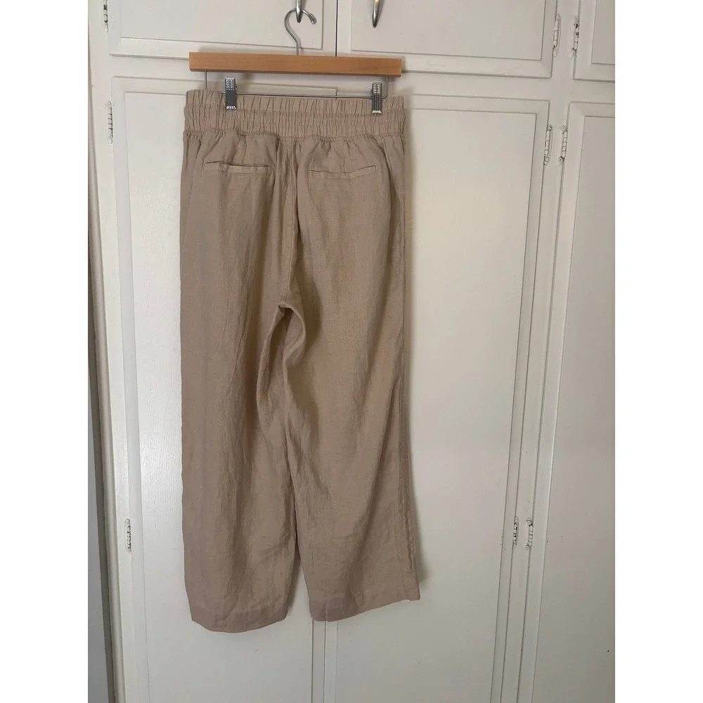 Quince European Linen Wide Leg Pants Beige Sand Drawstring Trousers SP/25
